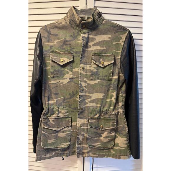 JET John Eshaya Women's Camo 3/4 Length Zip Jacket Cotton w/Lamb Leather Jacket - Picture 1 of 7